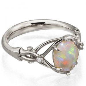 Platinum Opal and Diamonds Engagement Ring