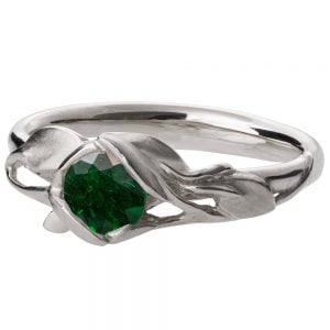Leaves Engagement Ring #6 White Gold and Emerald Catalogue