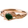 טבעת עלים בהשראת הטבע עשויה זהב אדום ומשובצת אבן אמרלד LEAVES #6 טבעות אירוסין