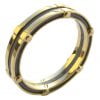 טבעת נישואין בעיצוב מודרני עשויה בעבודת יד, מורכבת משילוב של כסף וזהב צהוב BNG #1W טבעות נישואין