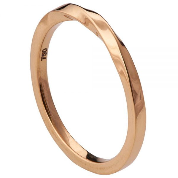 טבעת נישואין עדינה בעבודת יד עשויה זהב אדום Mobius #1 טבעות נישואין