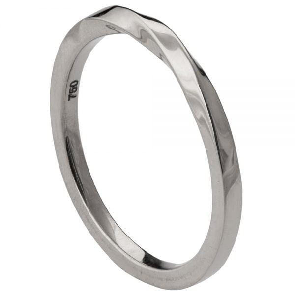 טבעת נישואין עדינה בעבודת יד עשויה זהב לבן Mobius #1 טבעות נישואין