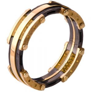 Men’s Wedding Band Black and Yellow Gold