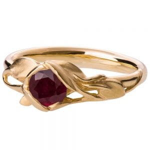 Leaves Engagement Ring #6 Yellow Gold and Ruby Catalogue