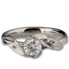טבעת אירוסין משובצת יהלום בעיצוב עלים אלגנטי מפלטינה LEAVES #6 טבעות אירוסין