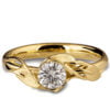 טבעת אירוסין משובצת יהלום בעיצוב עלים אלגנטי בזהב אדום LEAVES #6 טבעות אירוסין