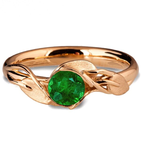 Leaves Engagement Ring #6 Rose Gold and Emerald Catalogue