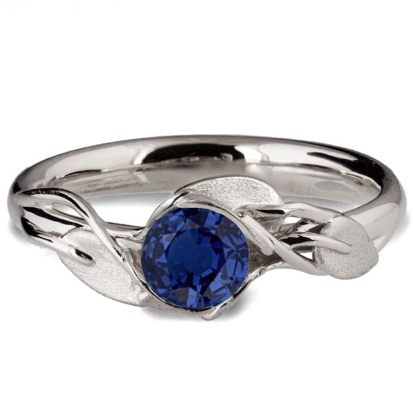 Leaves Engagement Ring #6 White Gold and Sapphire Catalogue