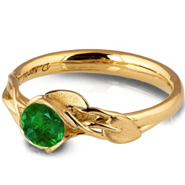 Leaves Engagement Ring #6 Yellow Gold and Emerald Catalogue