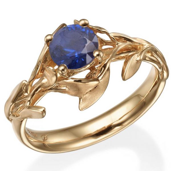 Leaves Engagement Ring #4 Rose Gold and Sapphire Catalogue