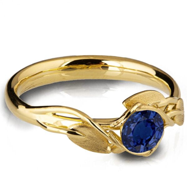 Leaves Engagement Ring #6 Yellow Gold and Sapphire Catalogue