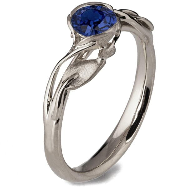 Leaves Engagement Ring #6 White Gold and Sapphire Catalogue