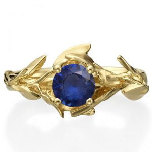 Leaves Engagement Ring #4 Yellow Gold and Sapphire Catalogue