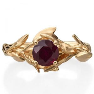 Leaves Engagement Ring #4 Rose Gold and Ruby Catalogue