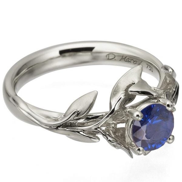 Leaves Engagement Ring #4 White Gold and Sapphire Catalogue