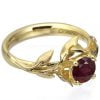 טבעת מקורית בהשראת הטבע עשויה זהב אדום ומשובצת רובי – Leaves #4 טבעות אירוסין