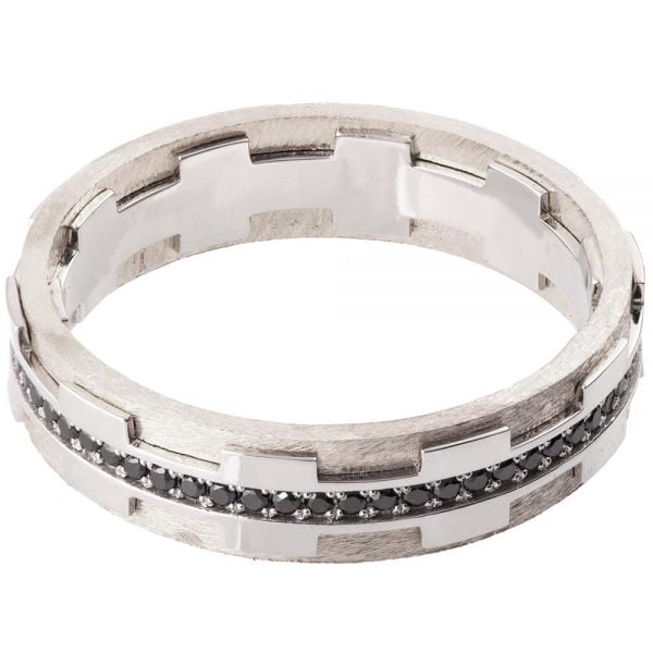 טבעת לגבר עשויה זהב לבן ומשובצת יהלומים שחורים – RBNG18B טבעות נישואין