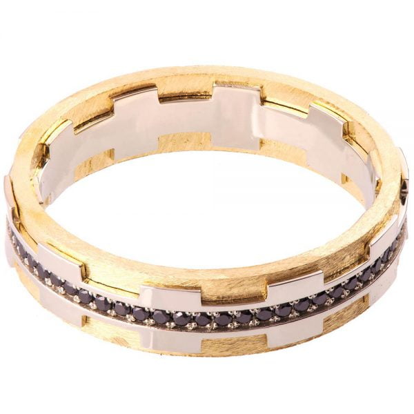 טבעת לגבר עשויה זהב צהוב ומשובצת יהלומים שחורים – RBNG18B טבעות נישואין