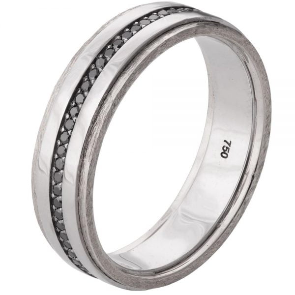 Men’s Wedding Band White Gold and Black Diamonds BNG18 Catalogue
