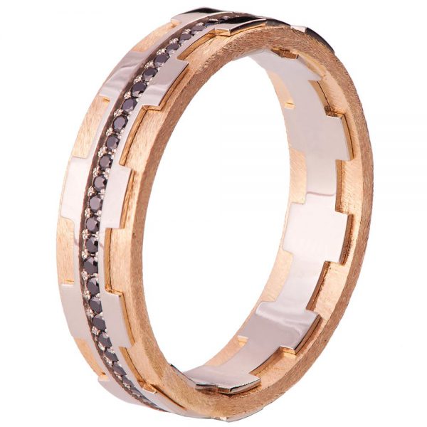 טבעת לגבר עשויה זהב אדום ומשובצת יהלומים שחורים – RBNG18B טבעות נישואין