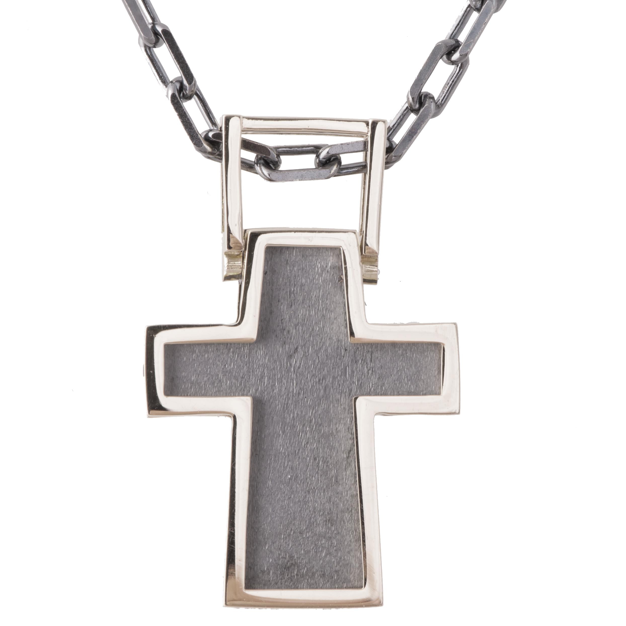 ALOR Men's Grey Cable Cross Necklace on Grey Chain with 18kt Yellow Gold –  Luxury Designer & Fine Jewelry - ALOR