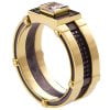 טבעת בעיצוב ארכיטקטוני עשויה פלטינה וכסף, משובצת יהלומים שחורים ומואסניט – BNG #15 טבעות נישואין
