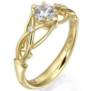 Celtic Engagement Ring Yellow Gold and Moissanite