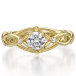 Yellow Gold Celtic Engagement Ring Set With Moissanite