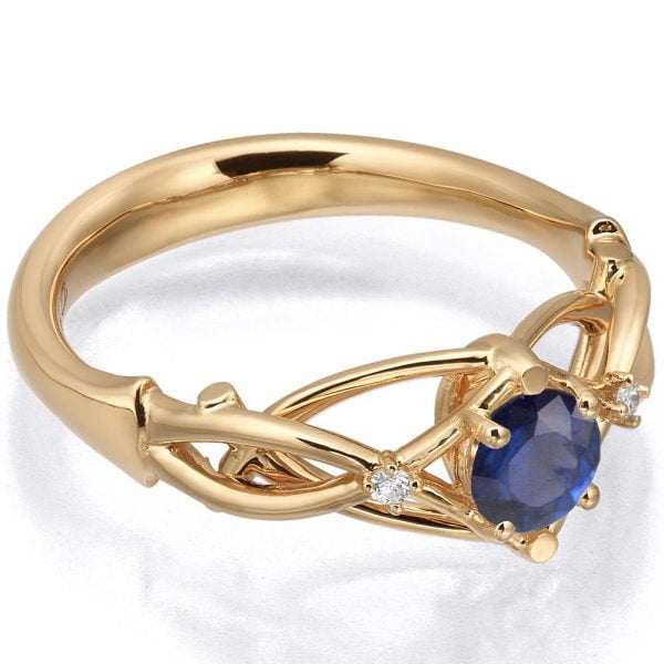 טבעת אירוסין אלכנטית בשיבוץ ספיר טבעי עשויה זהב אדום ENG #9 טבעות אירוסין