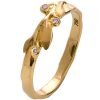 טבעת בגימור טבעי משובצת יהלומים עשויה זהב אדום LEAVES #9D טבעות נישואין