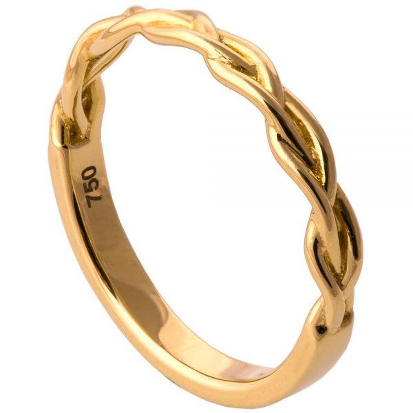 טבעת נישואין בעבודת יד עשויה זהב צהוב Braided #4 טבעות נישואין