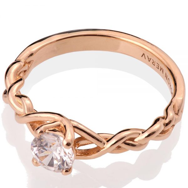 טבעת אירוסין מעודנת משובצת יהלום עשויה זהב אדום Braided #2 טבעות אירוסין