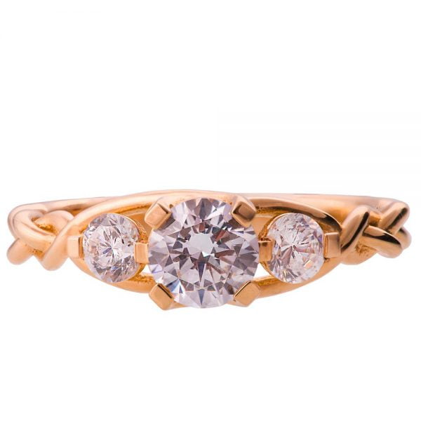 Braided Three Stone Engagement Ring Rose Gold and Moissanite 7 Catalogue