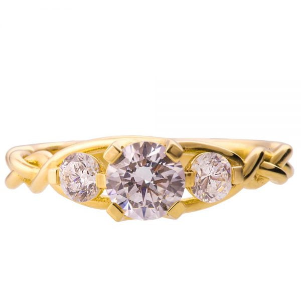 Braided Three Stone Engagement Ring Yellow Gold and Moissanite 7 Catalogue