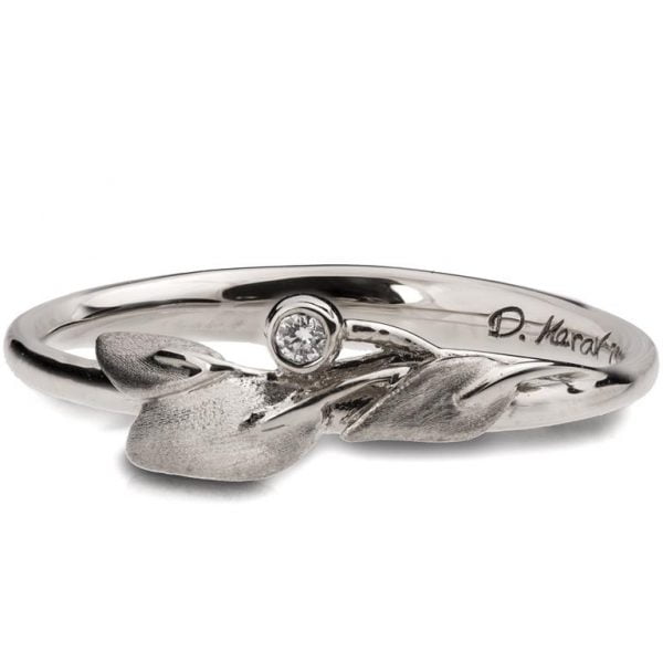 Platinum Leaves Ring Diamond Ring