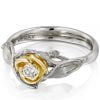 Rose Engagement Ring Two Tone Yellow Gold and Diamond