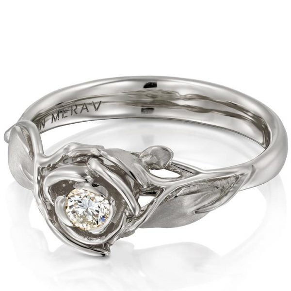 Rose Engagement Ring White Gold and Diamond