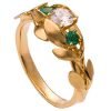 Leaves Engagement Ring #8 Yellow Gold and Moissanite and Emeralds Catalogue