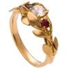 Leaves Engagement Ring #8 Rose Gold and Moissanite and Rubies Catalogue