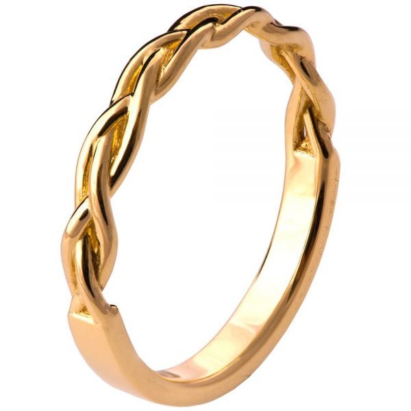 טבעת נישואין בעבודת יד עשויה זהב צהוב Braided #4 טבעות נישואין