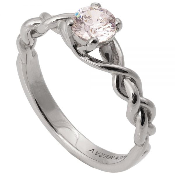 Braided White Gold Engagement Ring set with Diamond