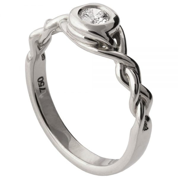טבעת אירוסין משובצת יהלום עשויה פלטינה Braided #5 טבעות אירוסין