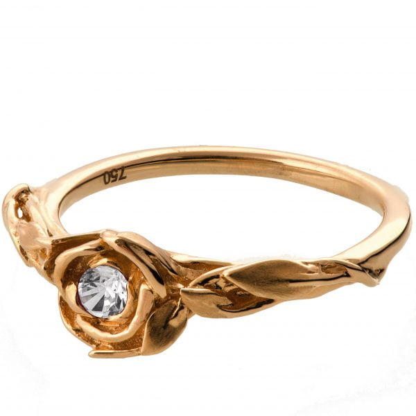 טבעת אירוסין מעודנת עשויה זהב אדום בעיצוב ורד ובשיבוץ יהלום Rose #2 טבעות אירוסין
