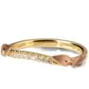 Two Toned Gold Leaves Diamonds Wedding Ring