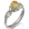 Rose Engagement Ring #3 Two Tone Yellow Gold and Diamond