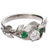 Leaves Engagement Ring #8 Rose Gold Diamond and Emeralds Catalogue