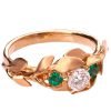 Leaves Engagement Ring #8 Yellow Gold Diamond and Emeralds Catalogue