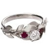 טבעת עלים משובצת יהלום לצד ספירים עשויה פלטינה #LEAVES8 טבעות אירוסין