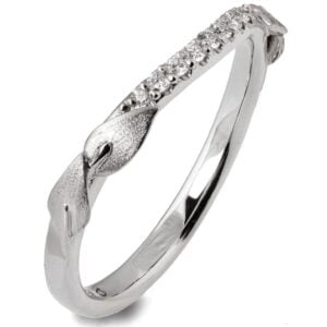 White Gold Leaves Wedding Ring and Diamond