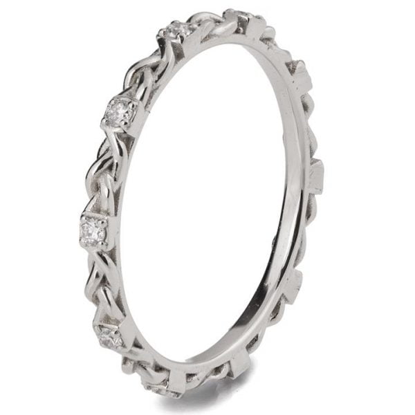 טבעת איטרניטי עשויה זהב לבן ומשובצת יהלומים Braided #E1 טבעות נישואין